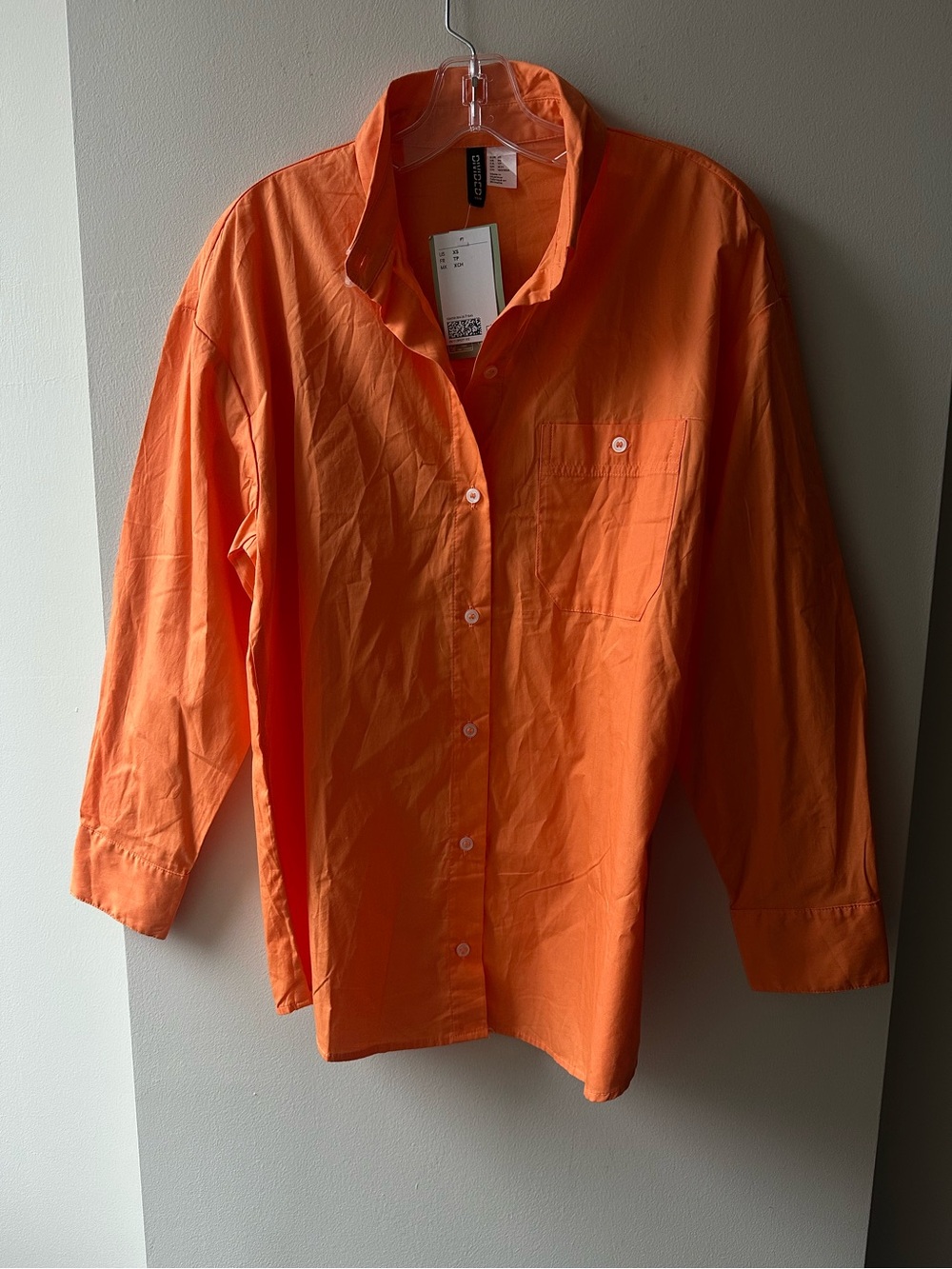 H&M Long-Sleeve Button-Up Shirt - Bright Orange
